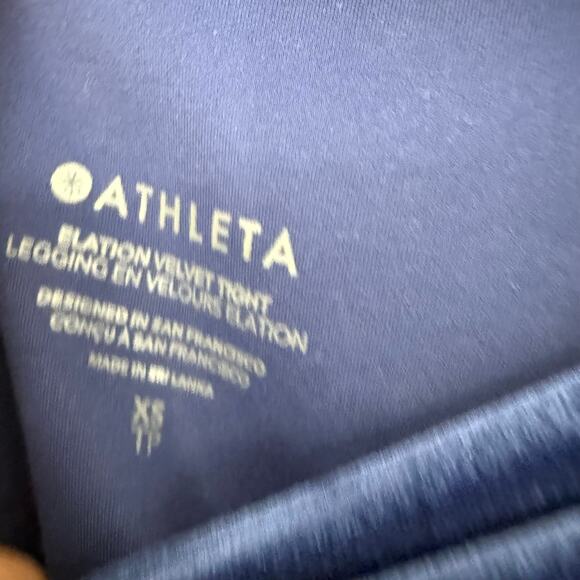 Athleta Elation Velvet Leggings Women's Size XS Blue Yoga Athleisure Wellness - Picture 6 of 9